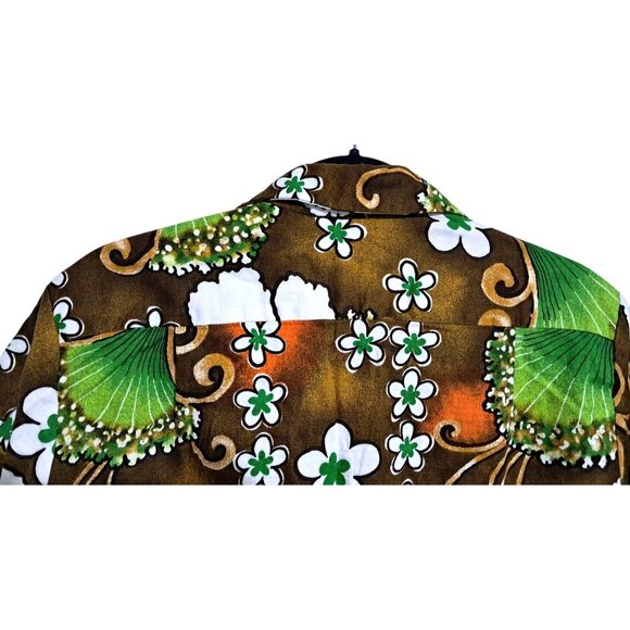 Vintage 1960s Hawaiian Aloha Shirt Sz M Made in Hawaii Metal Coin Buttons Habisc - Picture 7 of 9